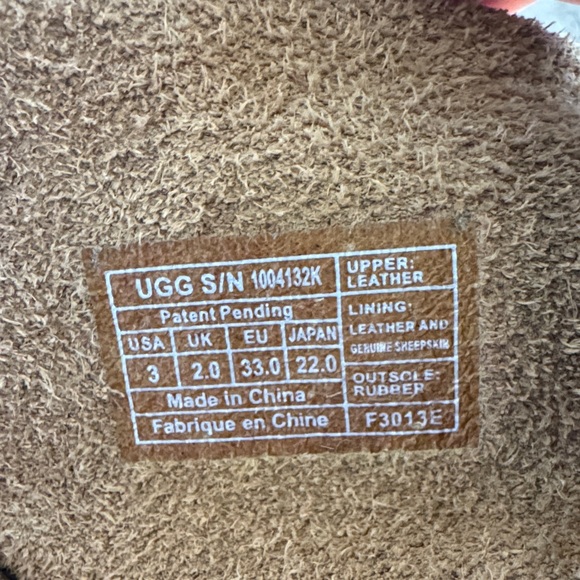 Ugg kids unisex size 3 Fringe Suede Ankle Moccasin Boots - Tan with zipper boho - Picture 2 of 9